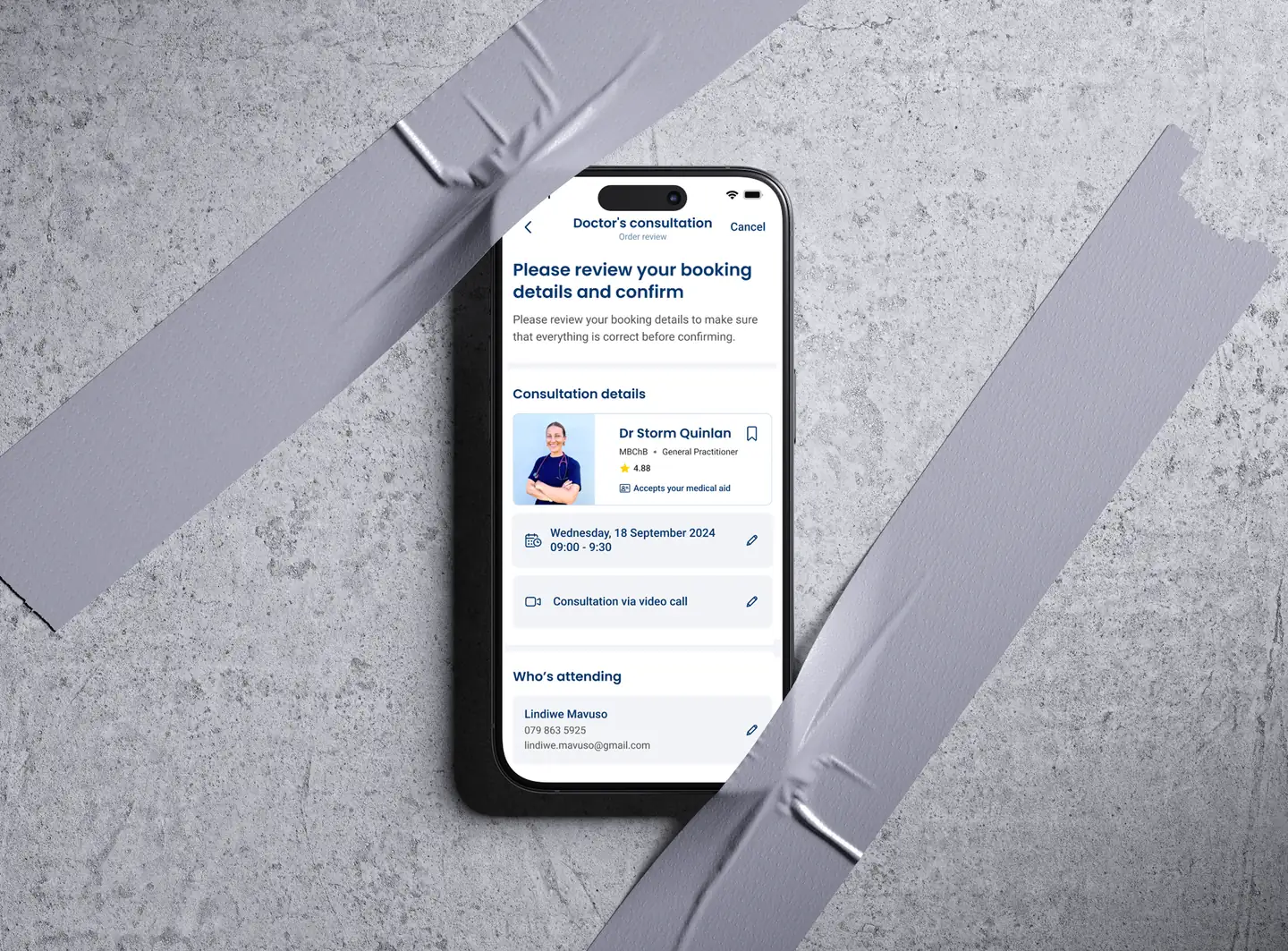 The redesigned review and confirm screen
