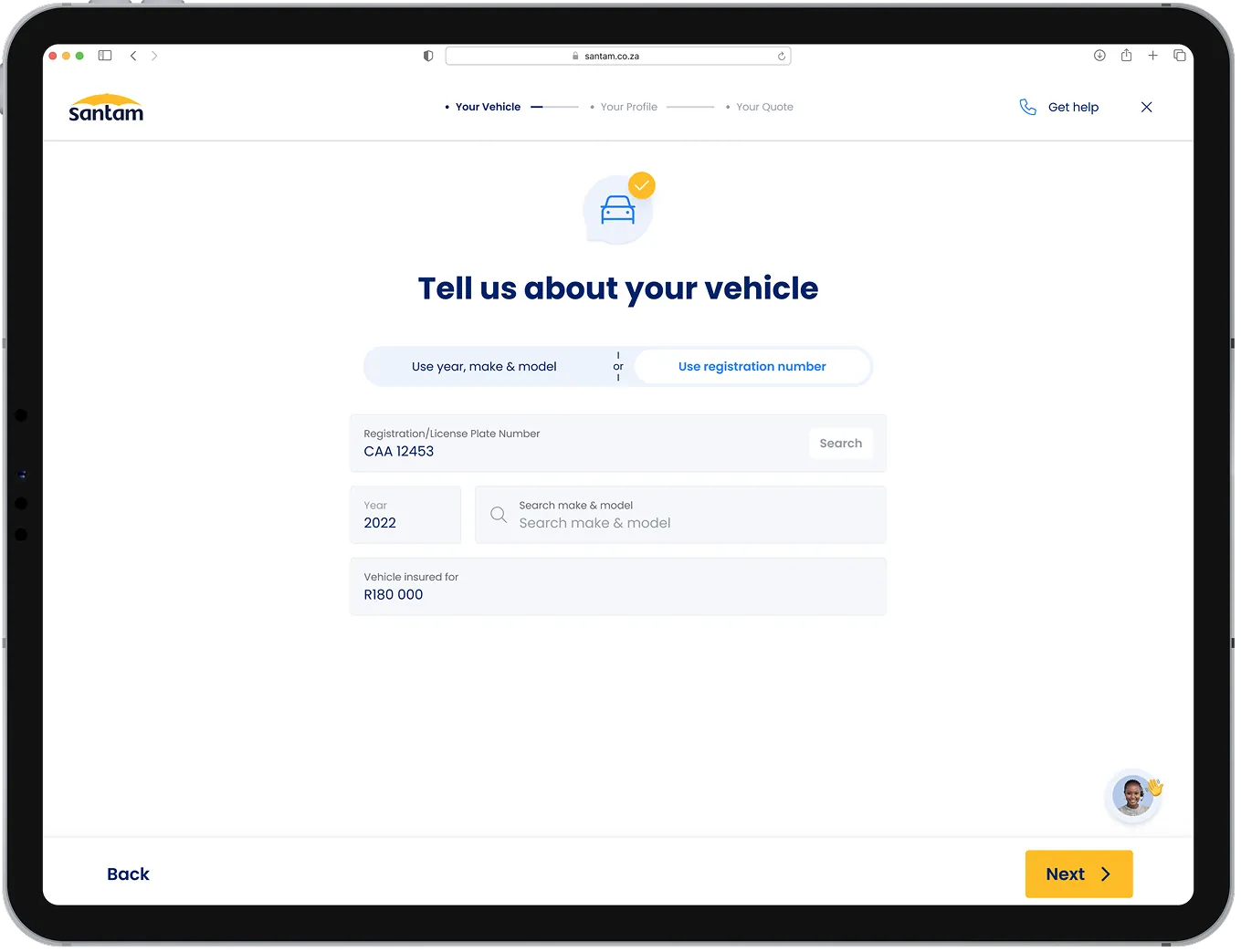 Tell us about your vehicle, by registration number or make and model